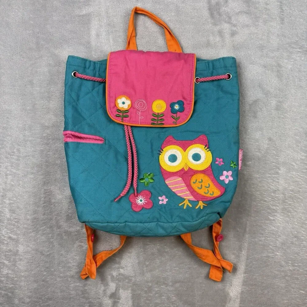 Stephen Joseph Owl Kids Backpack Quilted Teal Pink School Book Bag